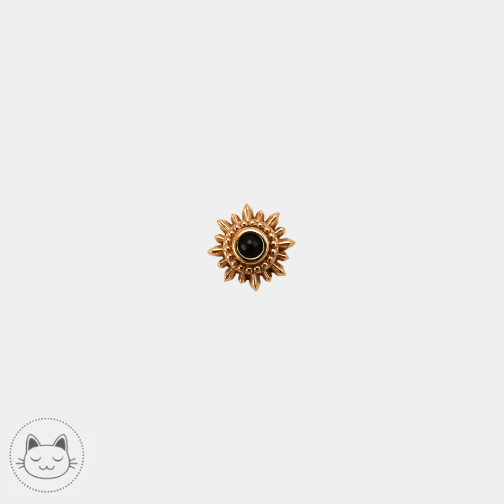 Bijou piercing BVLA Mini Compass en or 14 carats avec onyx cabochon