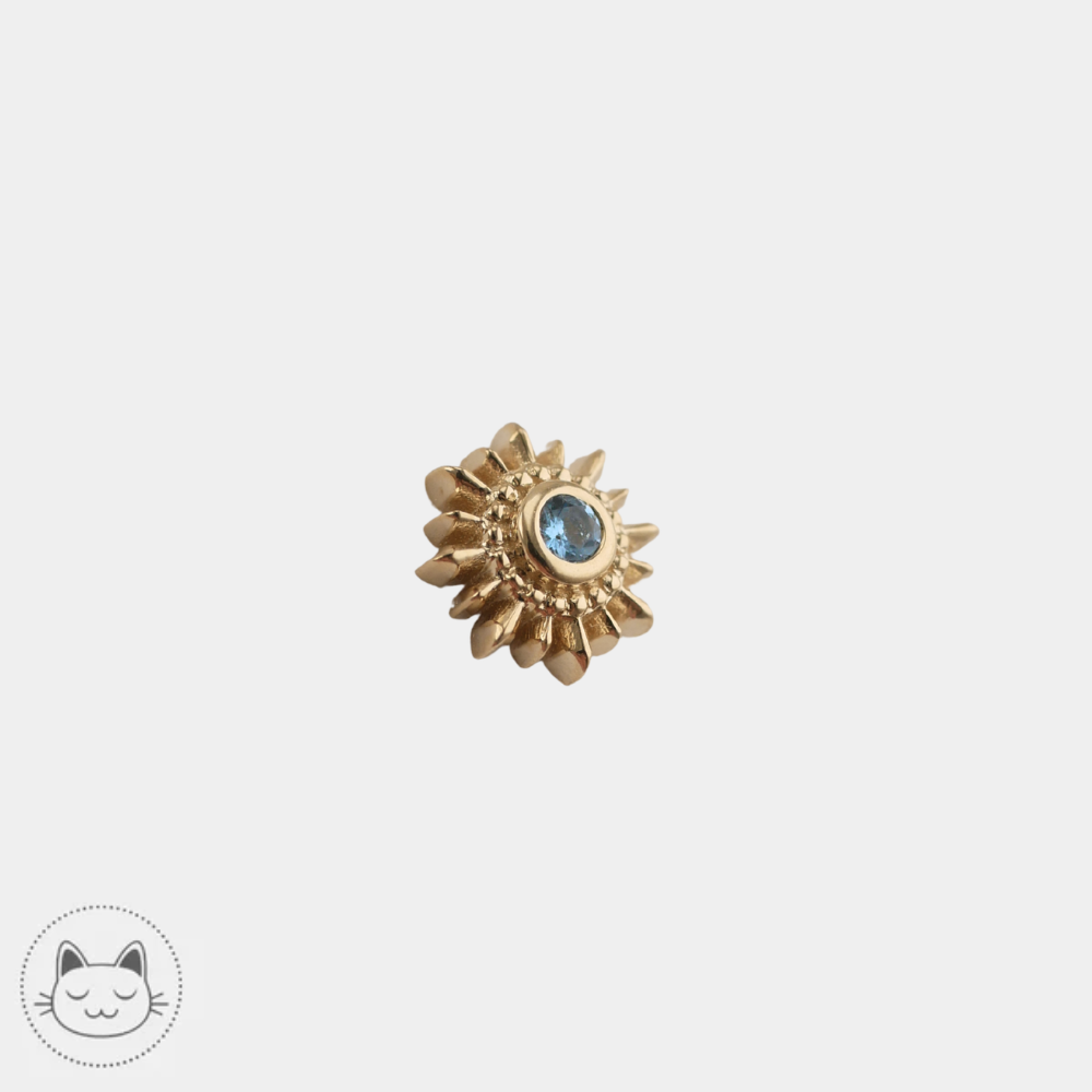 Bijou piercing BVLA Mini Compass en or jaune 14K avec aigue-marine