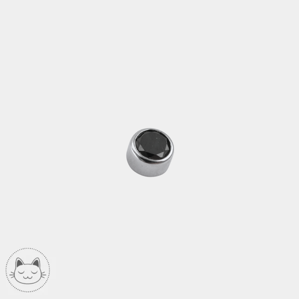 Bijou piercing BVLA Threaded end with round bezel en or blanc 14K avec diamant noir