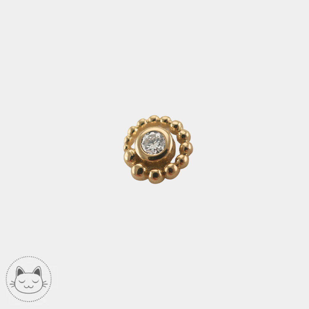 Bijou piercing BVLA Threaded end en or jaune 14K avec diamant blanc