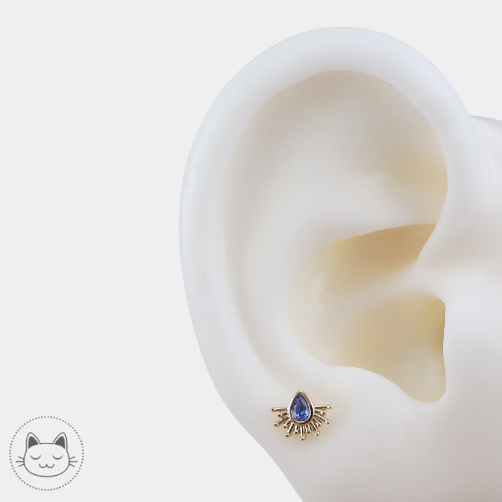 BVLA Threaded end tiny borderline or jaune 14K tanzanite