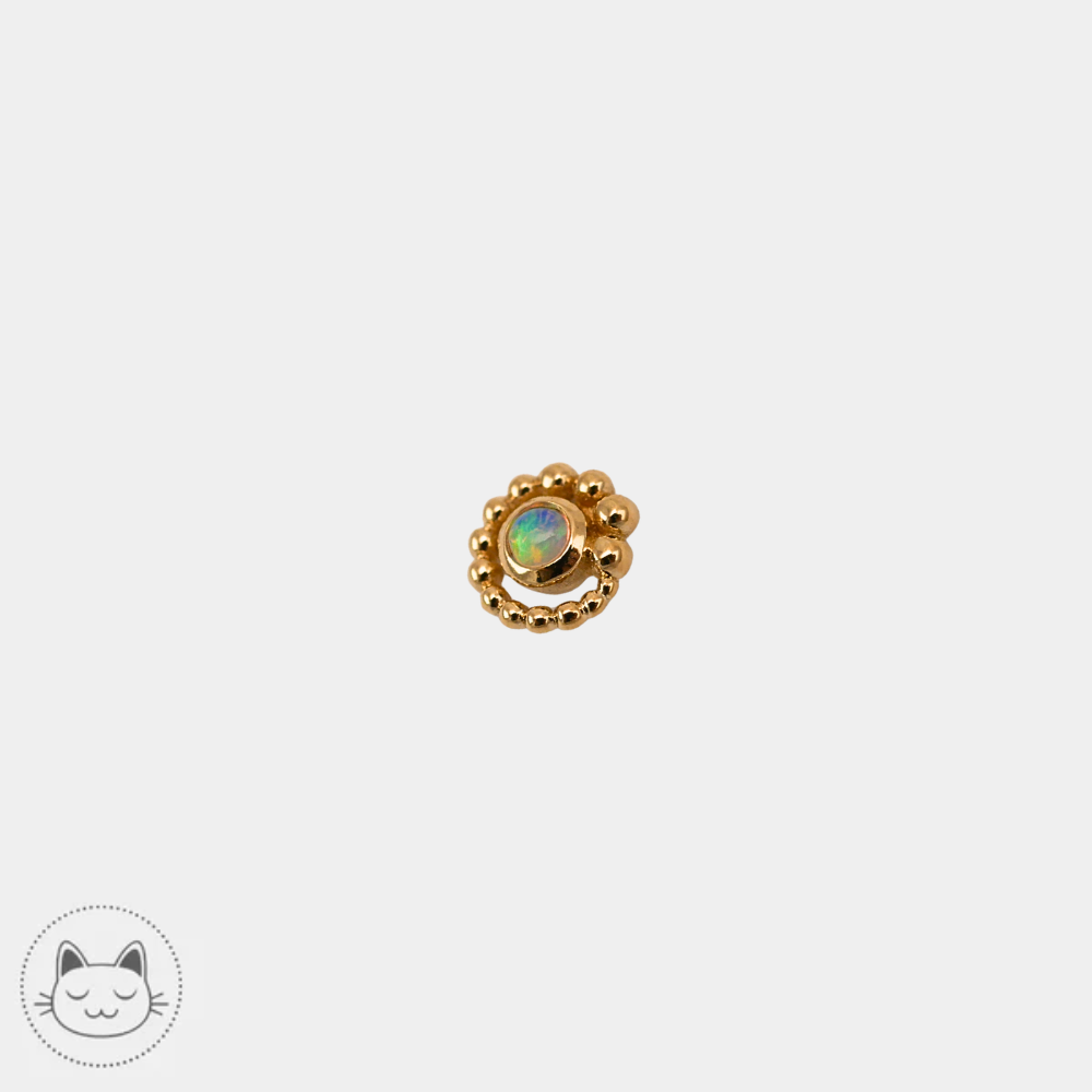 Bijou piercing BVLA Tiny Beaded Swirl en or 14 carats avec opale AAA