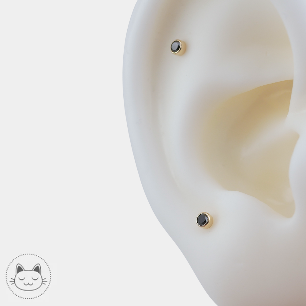 BVLA or jaune 14K diamant noir pour helix conch et lobe