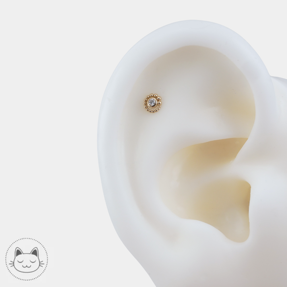 Bijou BVLA Threaded end tiny beaded swirl avec diamant 1,5 mm