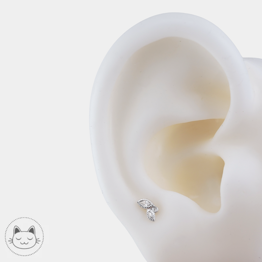 Buddha Jewelry Impulse en or blanc 14 carats avec zircons blancs