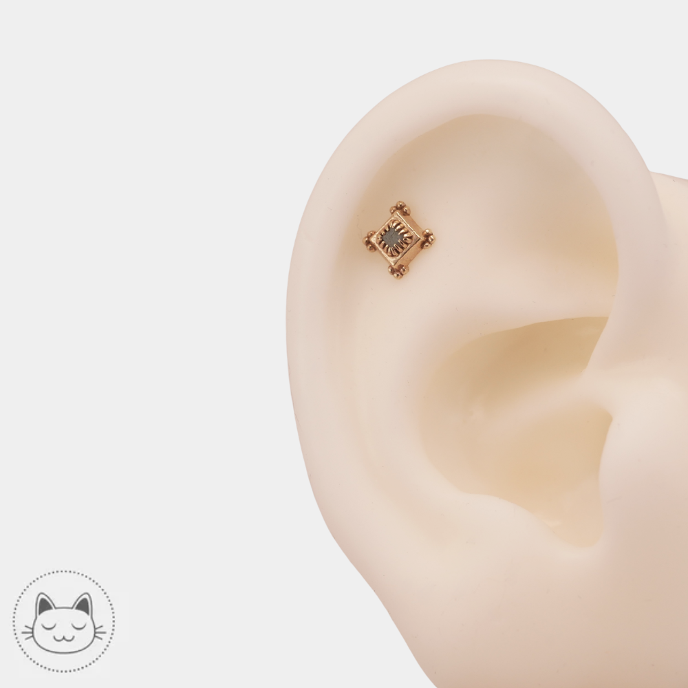 Sacred Symbols D35 or jaune 14K pour helix conch et lobe
