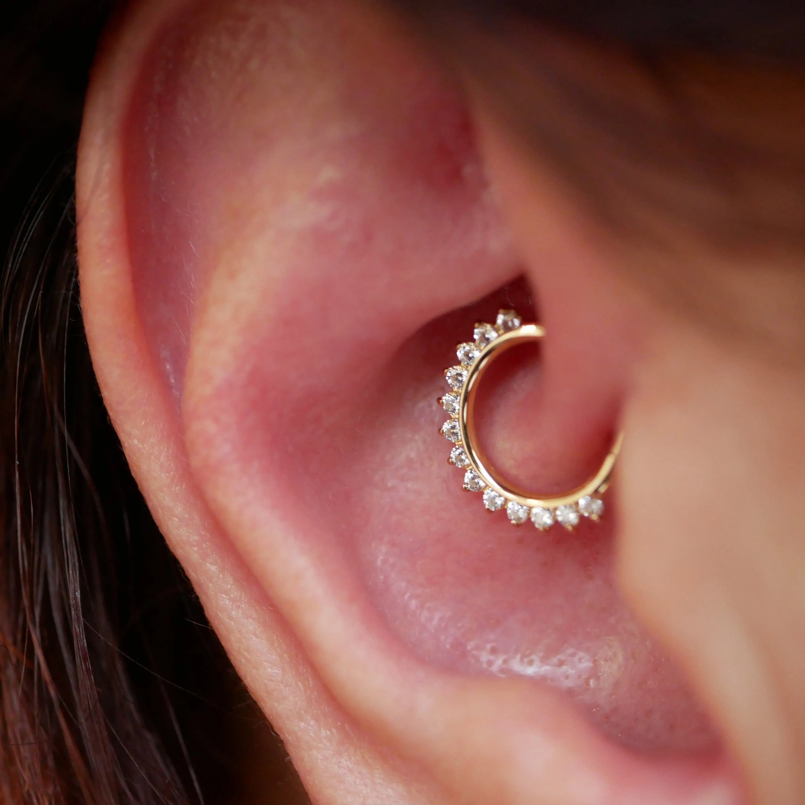 Anneau Tiara zircons bleus Auris or 14k