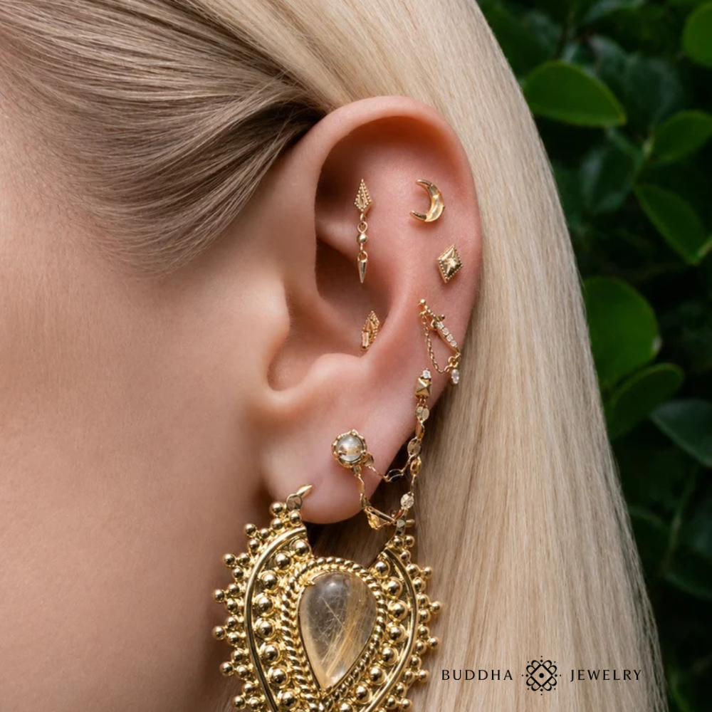 Bijou Buddha Jewelry Witching Hour en or jaune ou or blanc 14 carats avec grenat à Lille