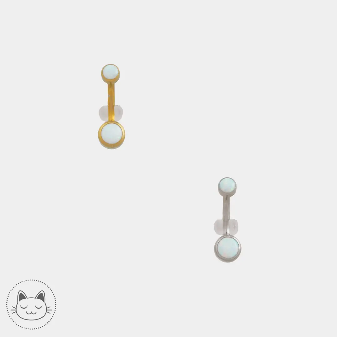 Bijou nombril en titane ASTM F136 1,6 mm avec opaline blanche