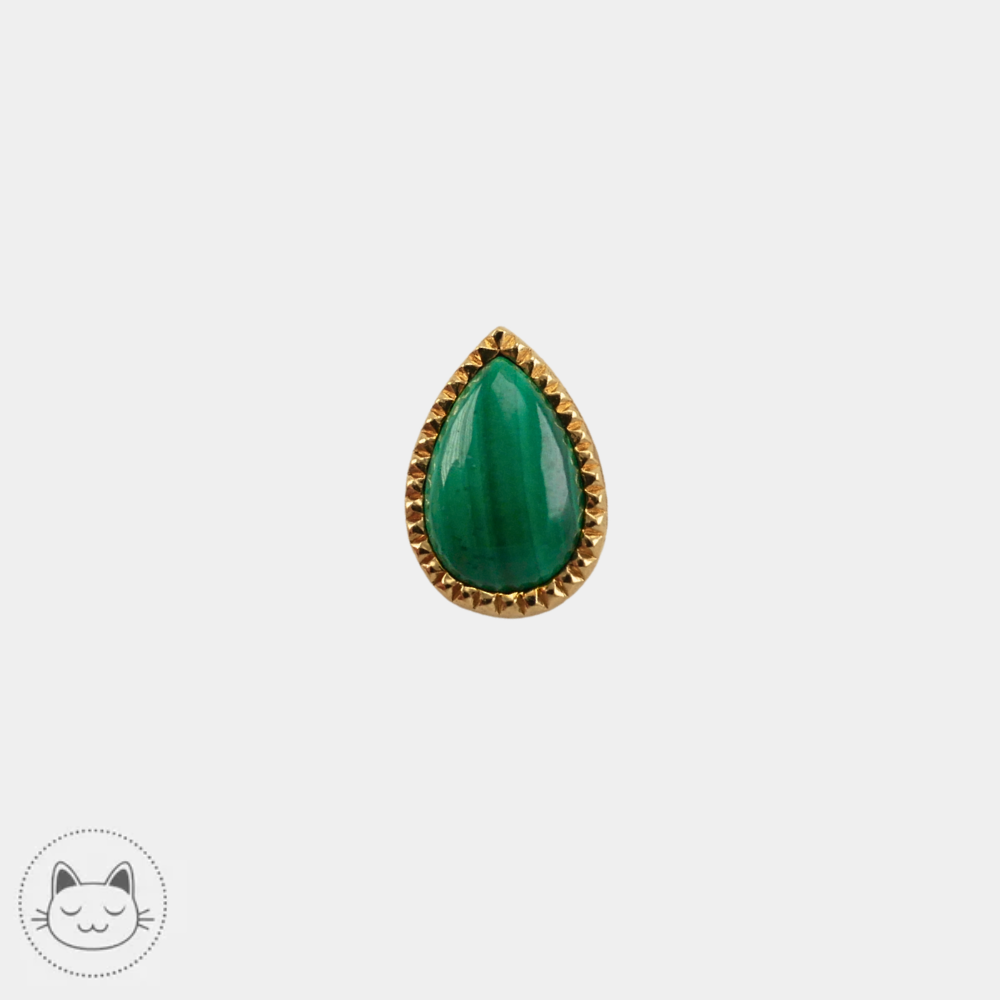 Embout AURIS Teardrop CAB malachite compatible labret NeoMetal
