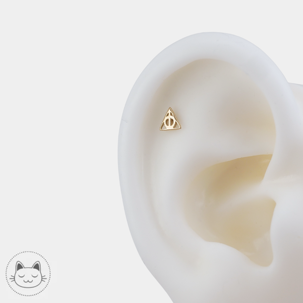 BVLA Deathly Hallows or jaune 14K pour helix conch et lobe