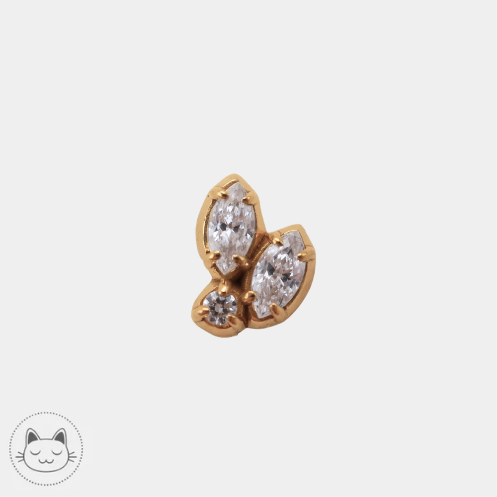 Bijou piercing Sacred Symbols ND8 en or jaune 14K avec zircons blancs
