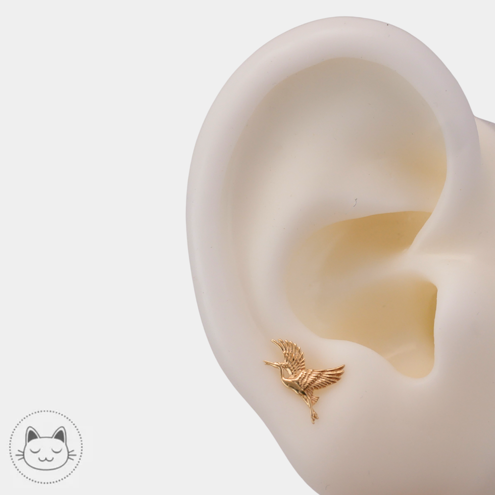 Bijou piercing or jaune 14K Naga Tsuru