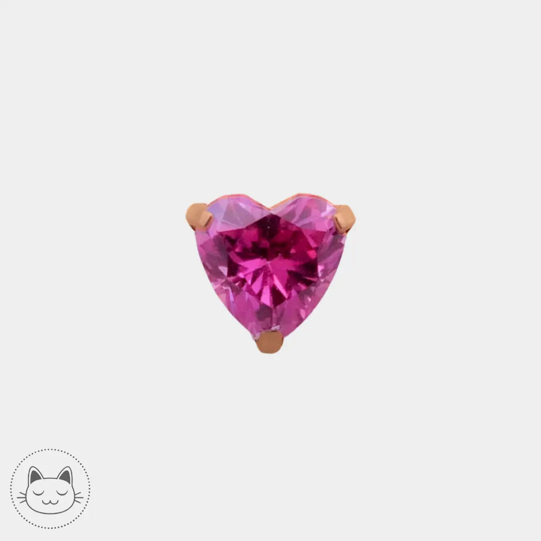 NeoMetal Prong Cœur zircon rose serti griffe