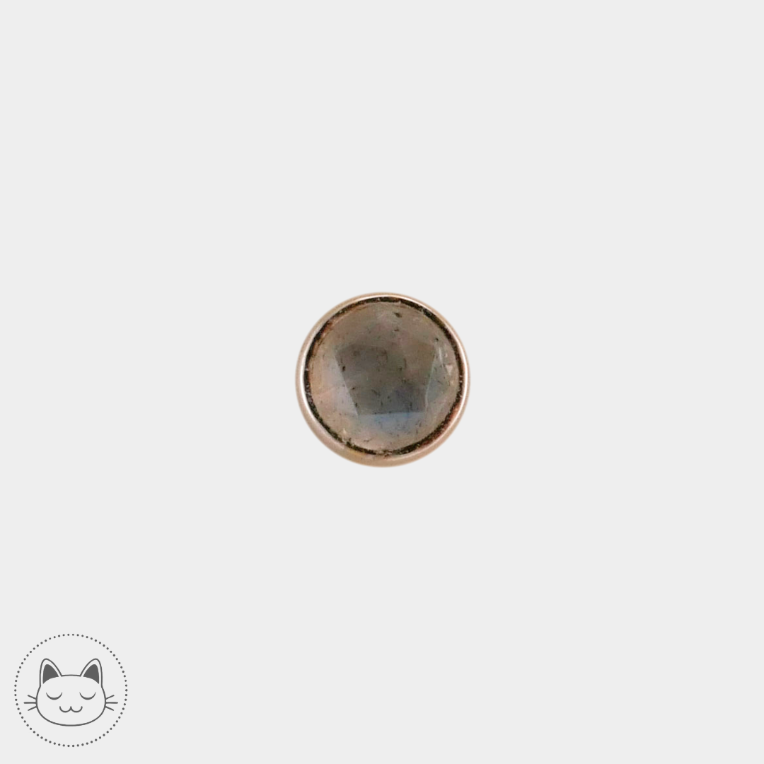 BVLA - Cabochon - Or blanc et labradorite Kawaii Place piercing