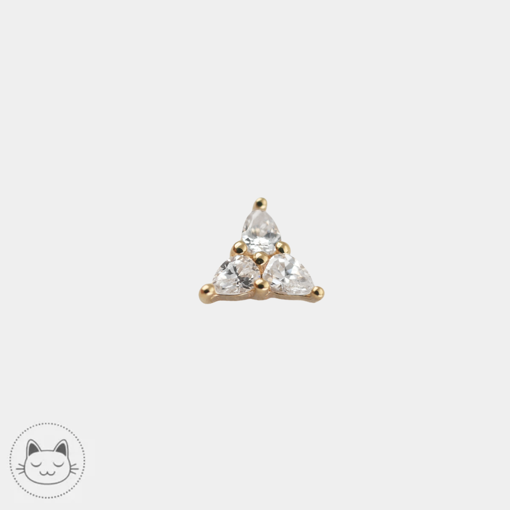 Bijou Buddha Jewelry 3 Little Pears en or 14 carats et zircons blancs