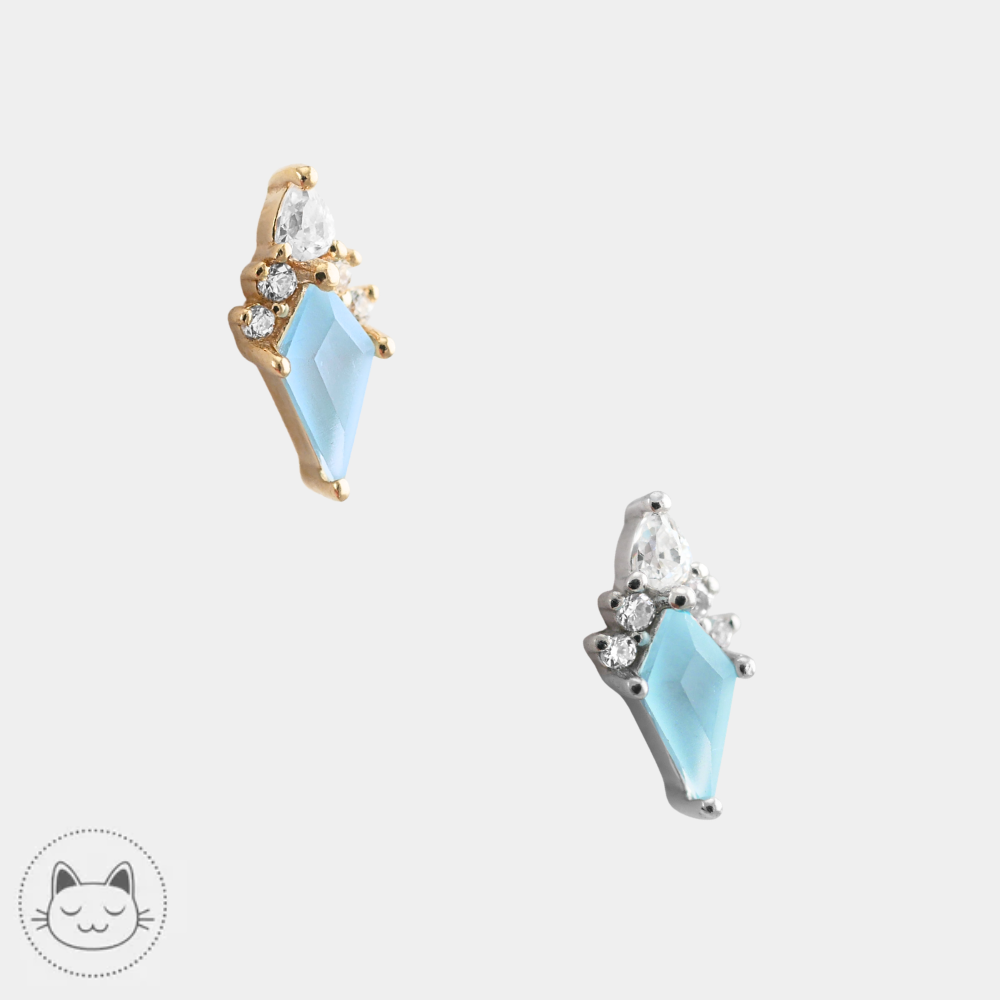 Buddha Jewelry Afterglow en or 14 carats avec topaze bleue sablée et zircons blancs