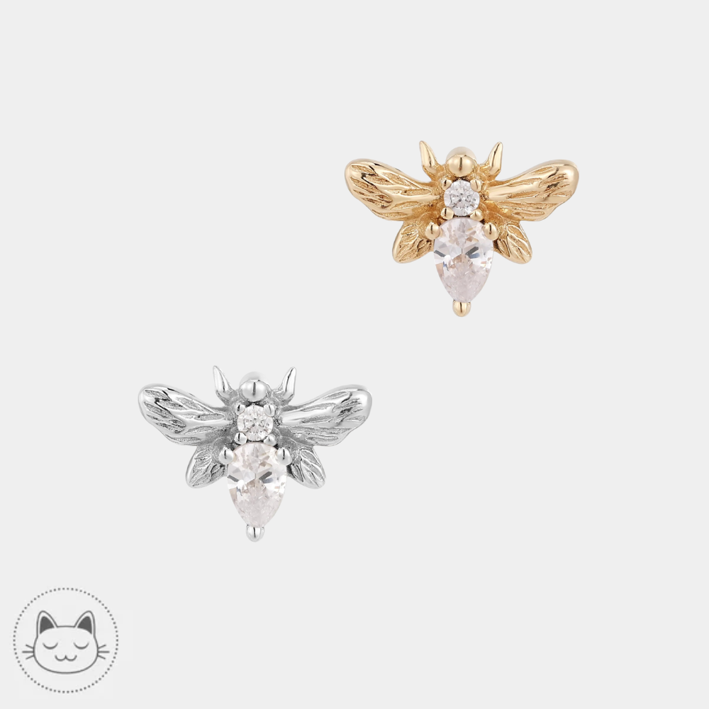 Bijou de piercing Buddha Jewelry Bee Chic en or 14K avec zircons blancs