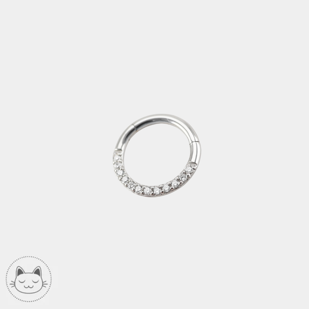 Buddha Jewelry Dia Clicker en or blanc avec zircons blancs pour daith et septum