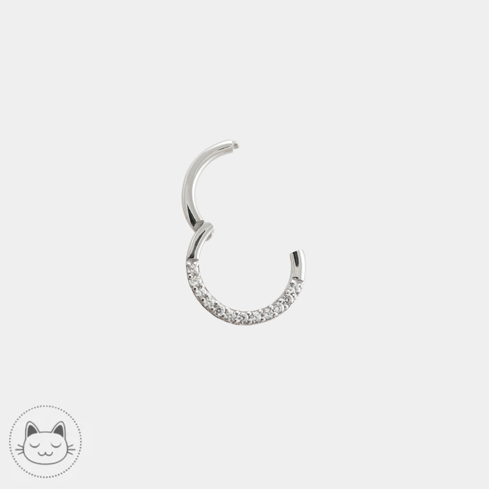Buddha Jewelry Dia Clicker en or blanc avec zircons blancs pour daith et septum clicker ouvert