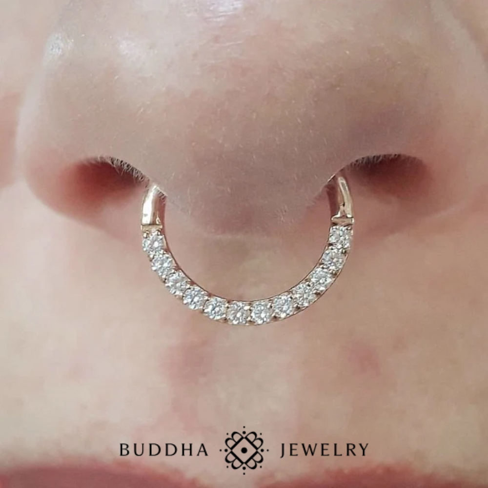 Clicker Buddha Jewelry Dia en or 14 carats et zircons blancs
