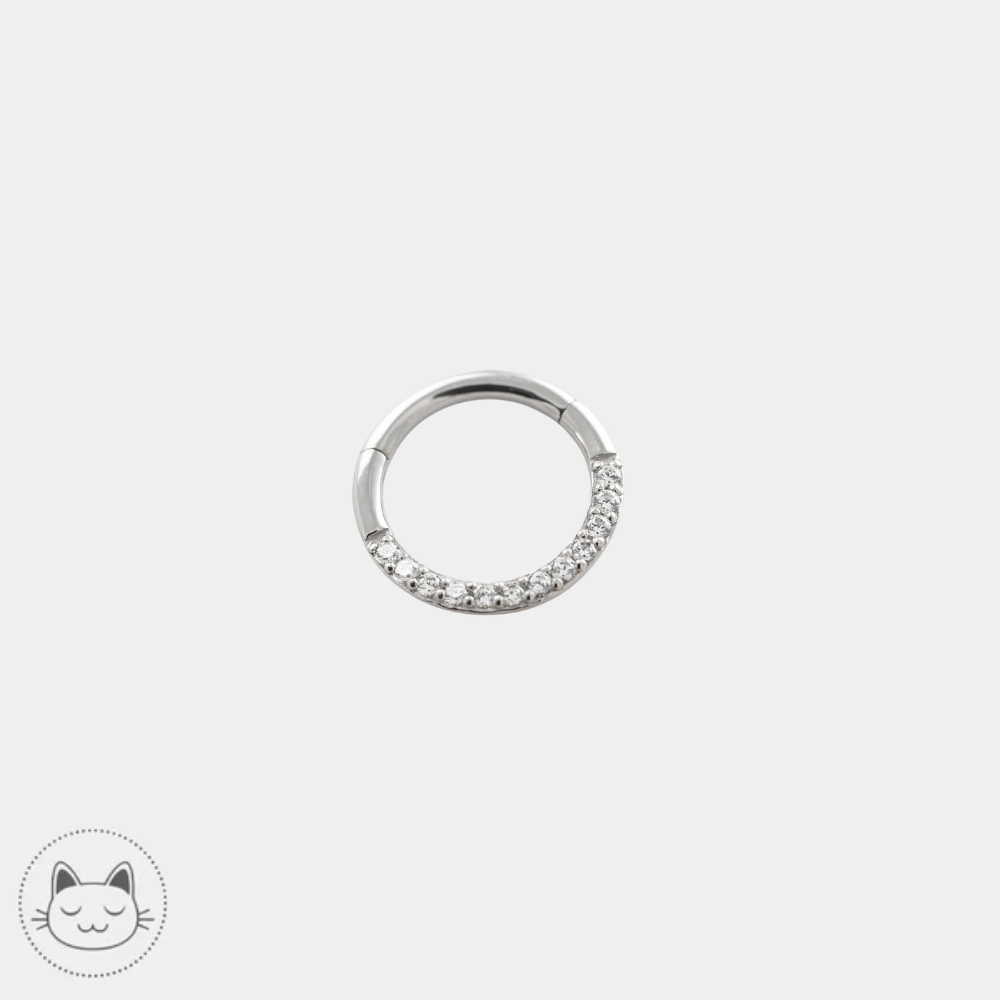 Buddha Jewelry Dia Clicker en or blanc 14 carats avec zircons blancs