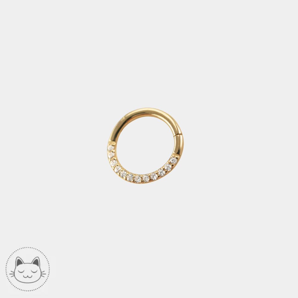 Buddha Jewelry Dia Clicker en or jaune 14 carats avec zircons blancs