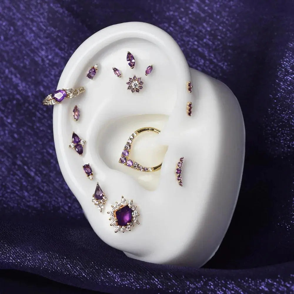 Buddha Jewelry - Ethereal - Améthyste et Zircons blanc - Kawaii Place piercing 