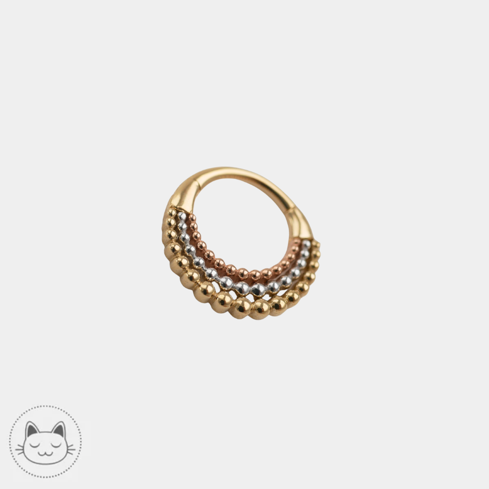 Buddha Jewelry Fame Trio en or 14 carats jaune blanc et rose