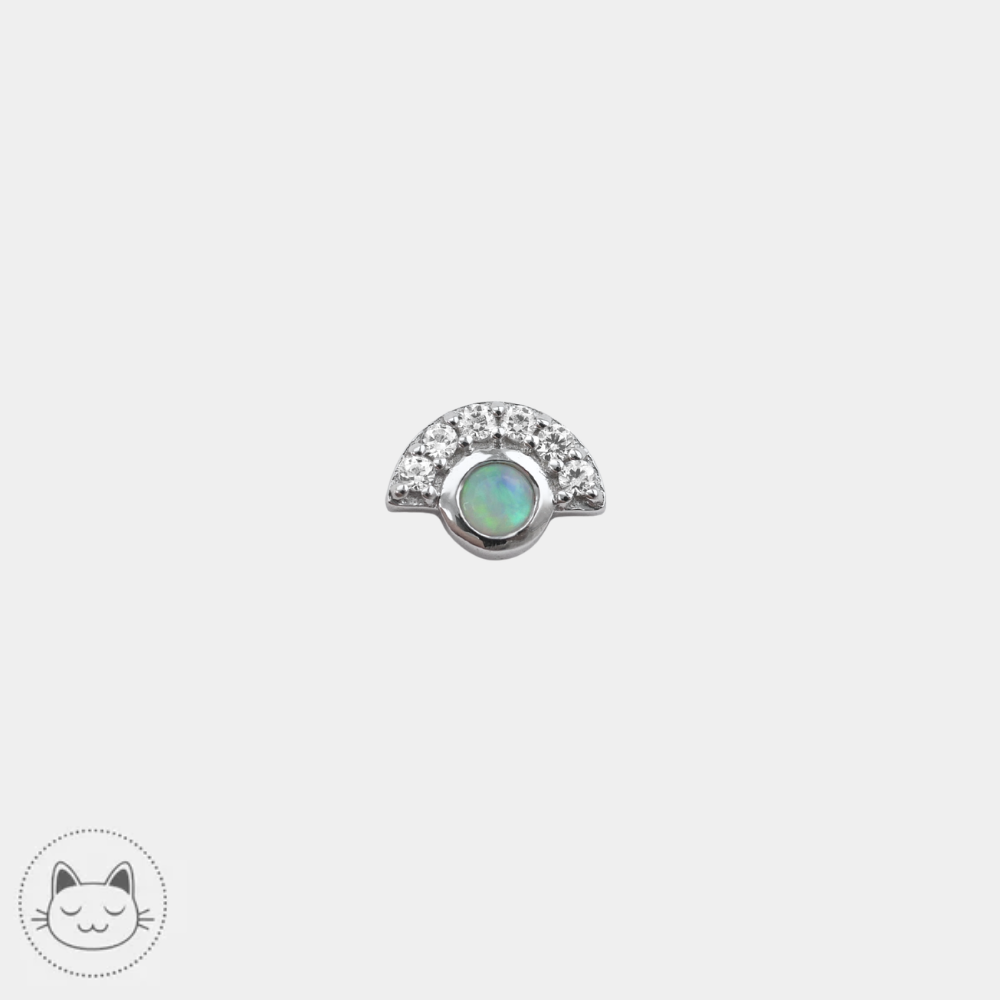 Bijou Buddha Jewelry Kahlo en or 14 carats avec opale blanche et zircons