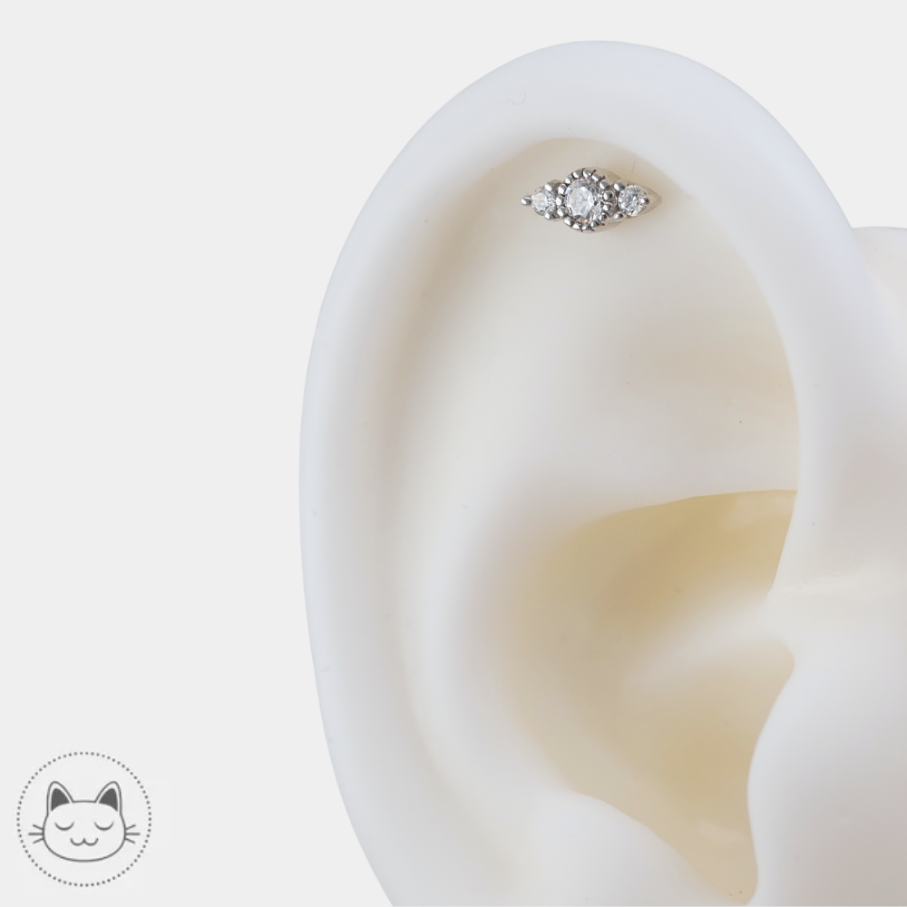 Bijou de piercing Buddha Jewelry Lucien en or 14 carats avec zircons blancs