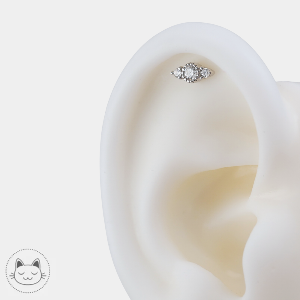 Buddha Jewelry Lucien en or blanc 14 carats avec zircons blancs