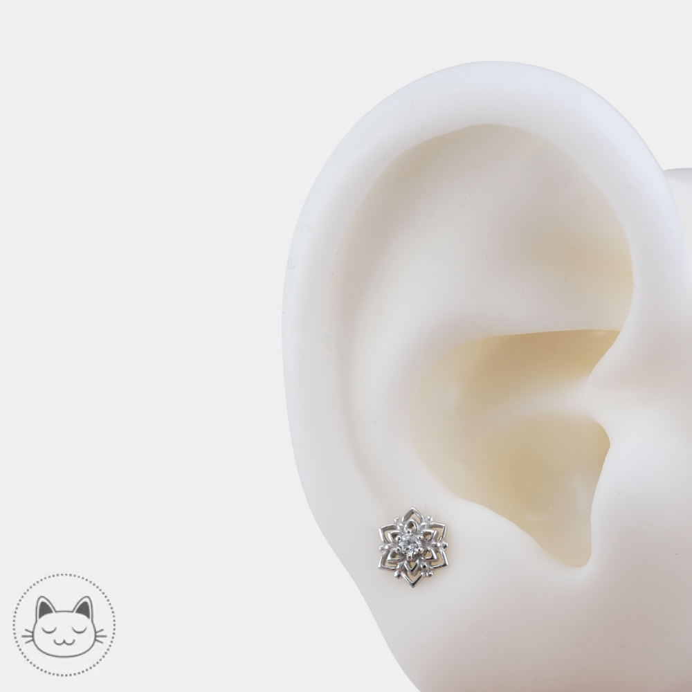 Buddha Jewelry Mandala en or 14 carats, 6 mm, zircon blanc