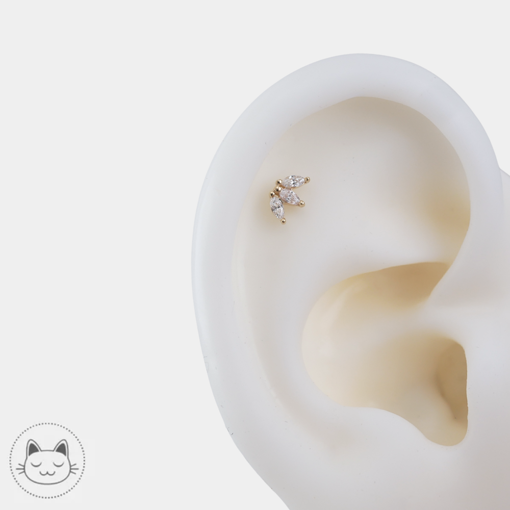 Détail des cristaux Swarovski sur le bijou de piercing Buddha Jewelry Mini Moet