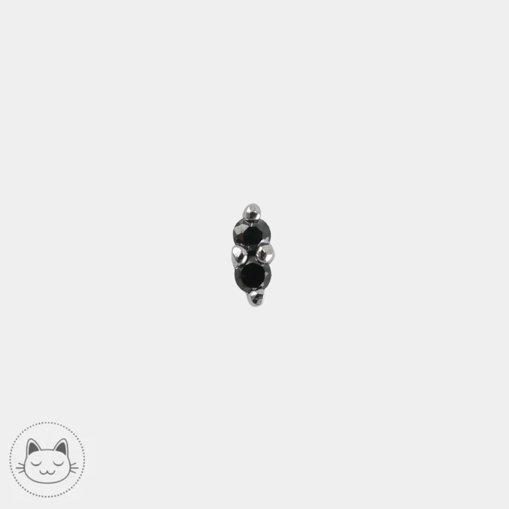 Embout Buddha Jewelry Mishka 2 en or blanc 14 carats avec deux diamants noirs