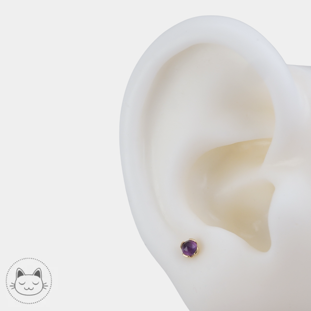 Bijou de piercing Peekaboo Buddha Jewelry en or 14K et améthyste