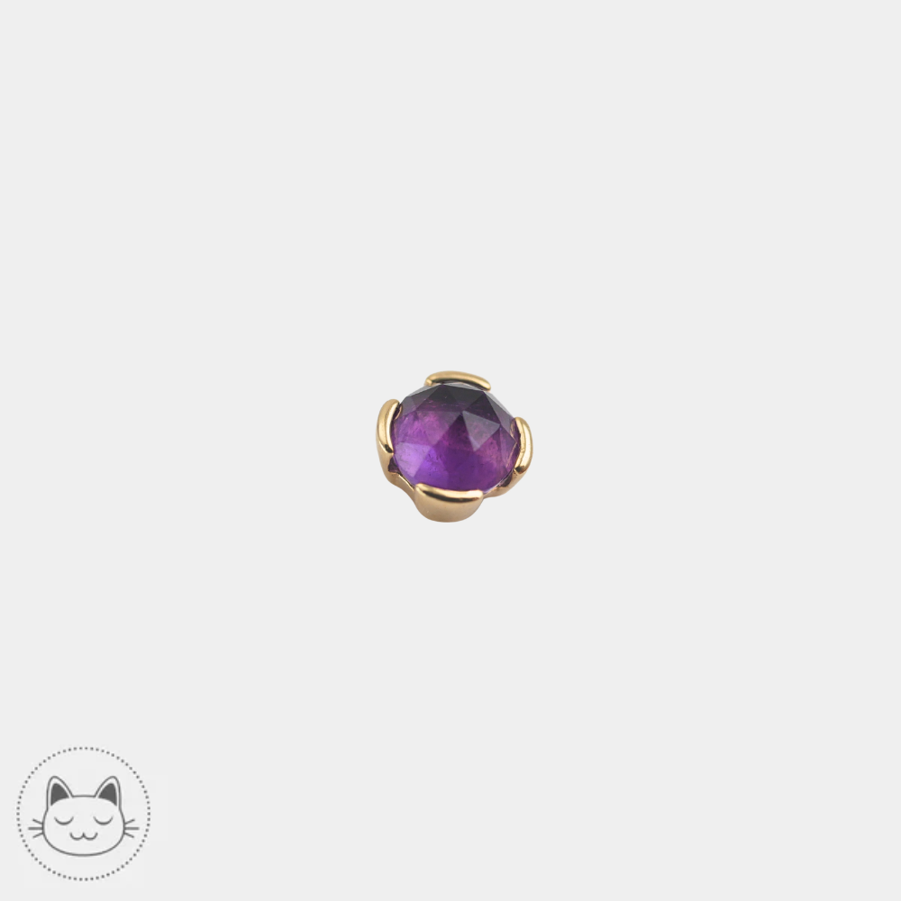 Bijou de piercing Buddha Jewelry Peekaboo en or 14K avec améthyste