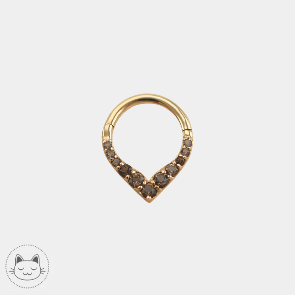 Clicker Buddha Jewelry Rise and Shine en or jaune 14 carats et quartz fumé