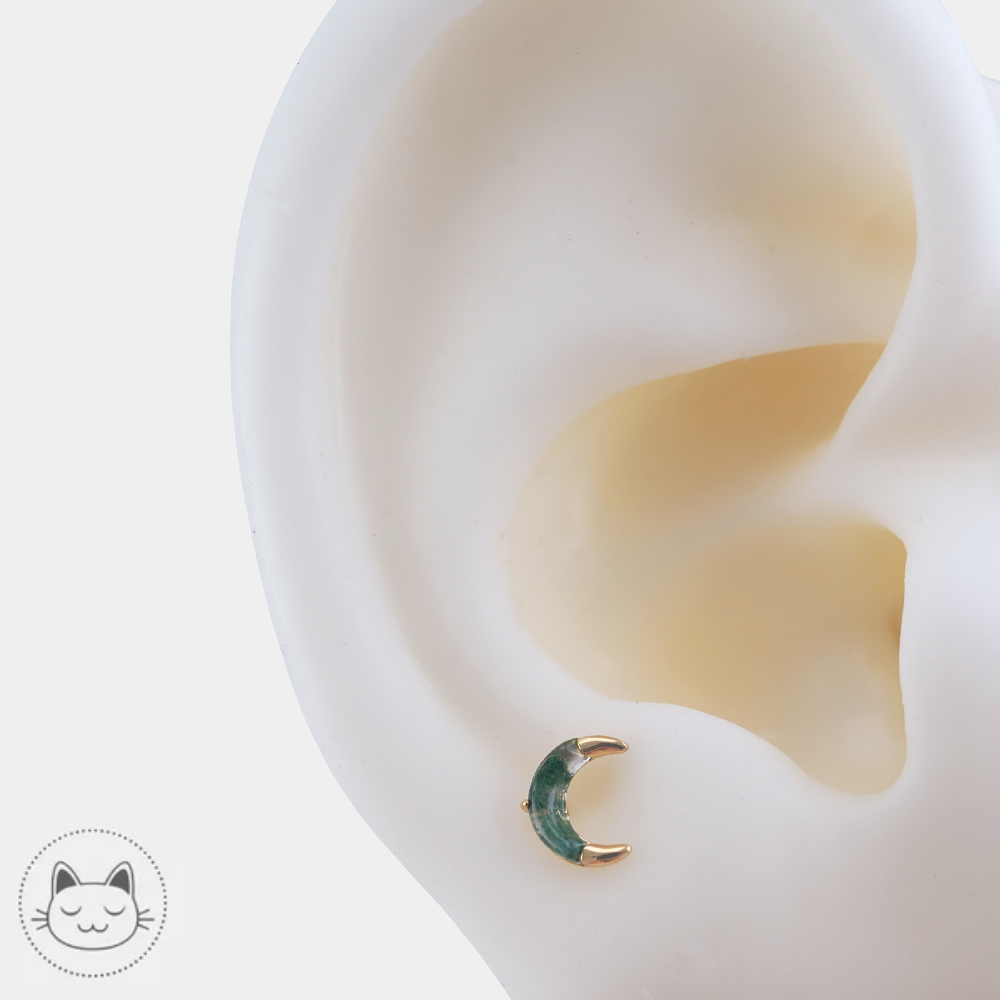 Buddha Jewelry Witching Hour en or et agate mousse pour le lobe
