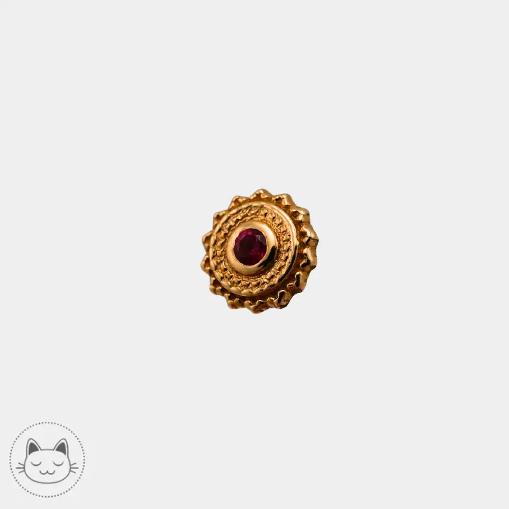 Bijou de piercing BVLA Afghan or 14 carats serti d’un rubis 4 mm