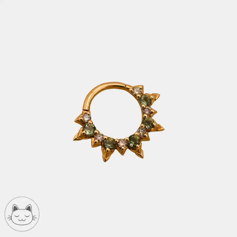 Anneau clicker or jaune moldavite et diamant Naga