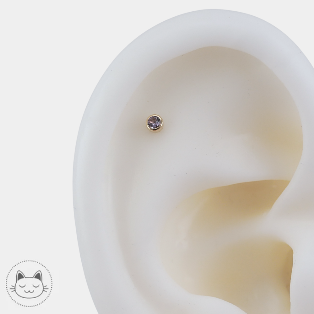 BVLA Threaded end or jaune 14K pour helix lobe et conch