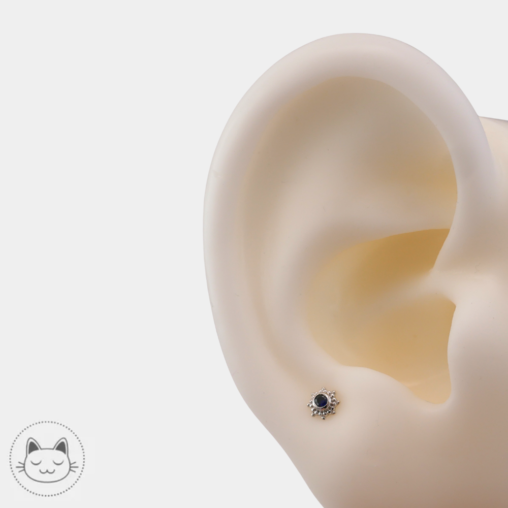 Galileo Naga or blanc 14K pierre saphir bleu lobe