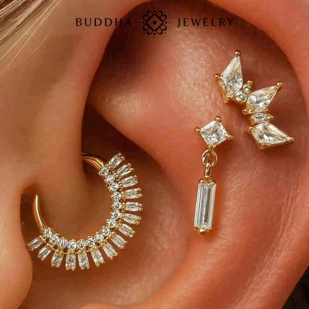 Hypnotic Clicker Buddha Jewelry en or 14 carats zircons blancs