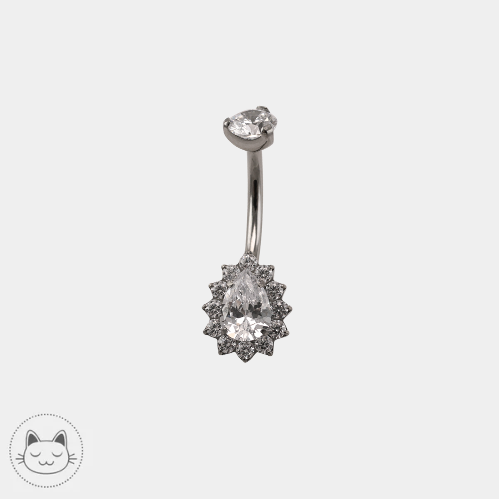 Bijou de nombril Invictus en titane ASTM F136 avec zircons blancs