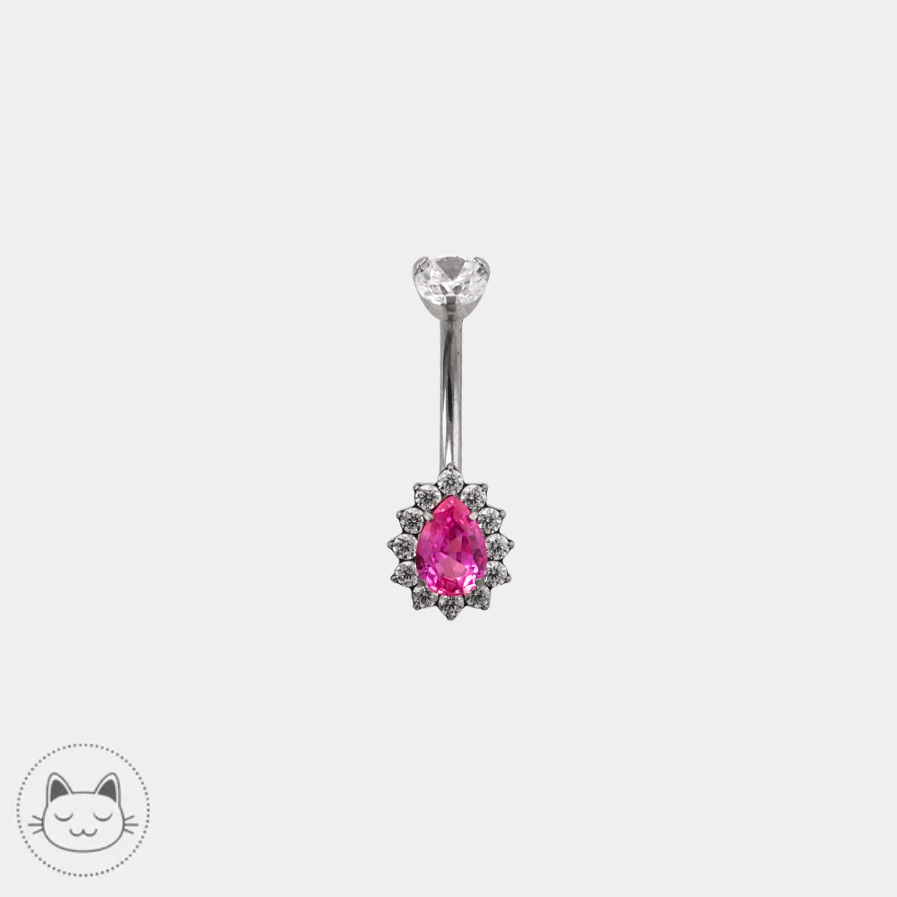 Piercing nombril Invictus en titane ASTM F136 avec zircon rose et zircons blancs