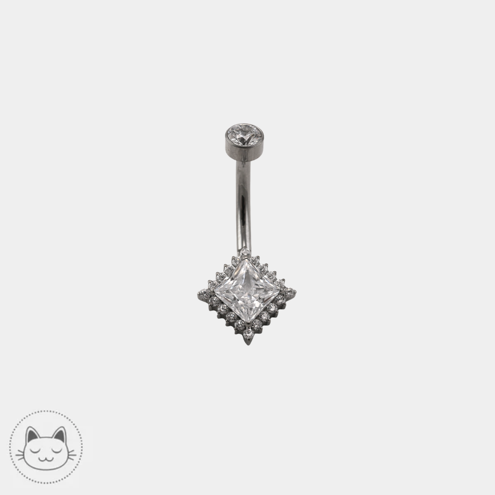 Bijou de nombril Invictus en titane ASTM F136 avec zircons blancs