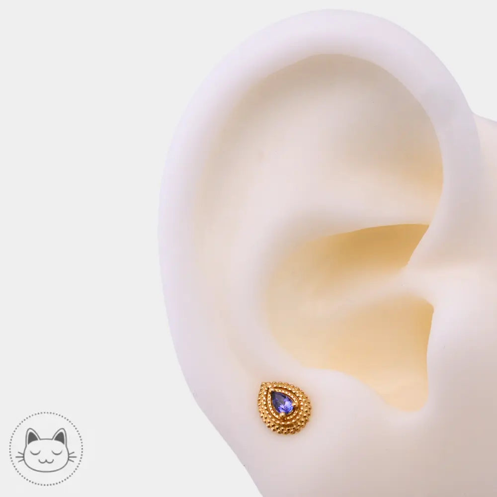 Tanzanite BVLA Mini Afghan Pear or 14K