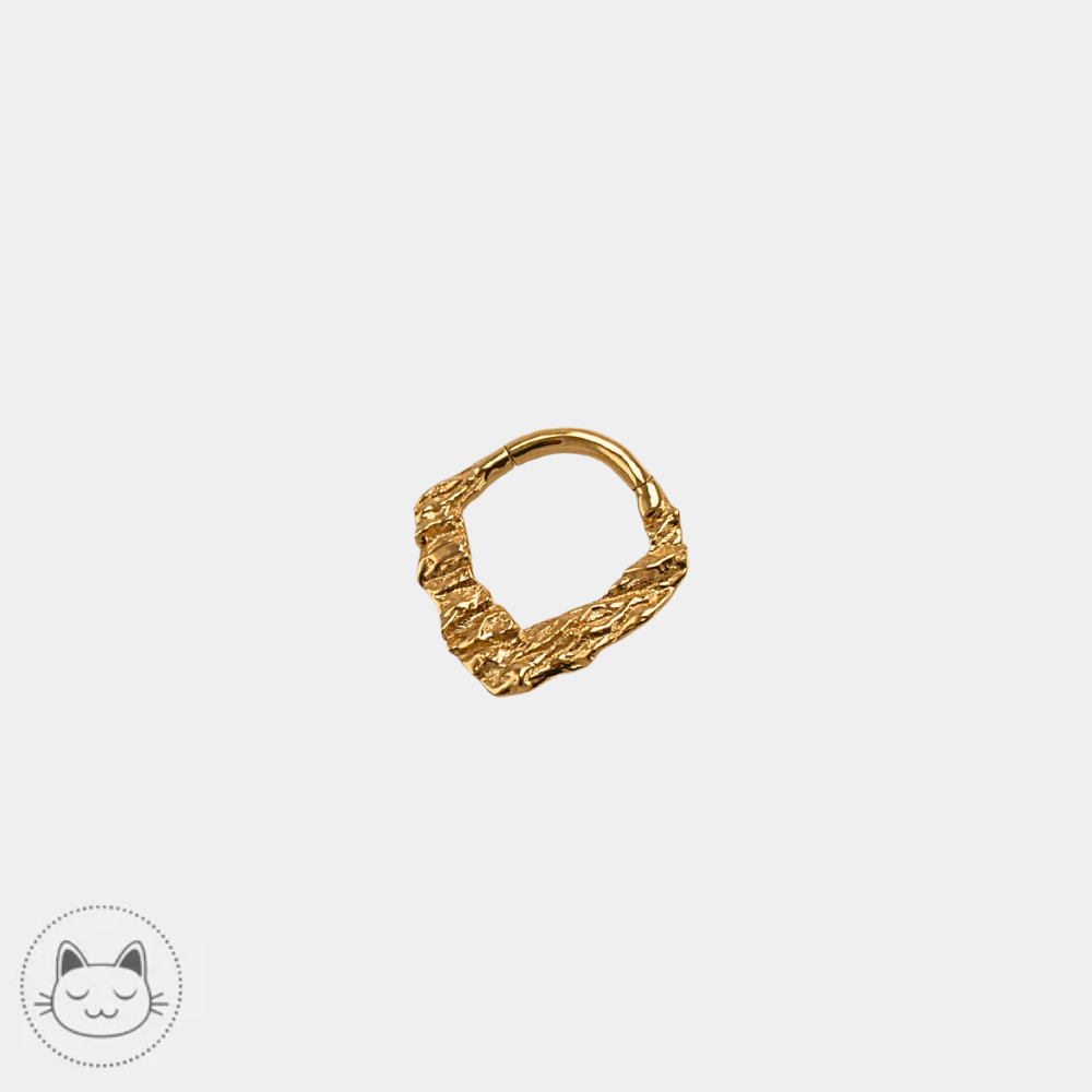 Anneau clicker NAGA Rustique en or jaune 14 carats 16G