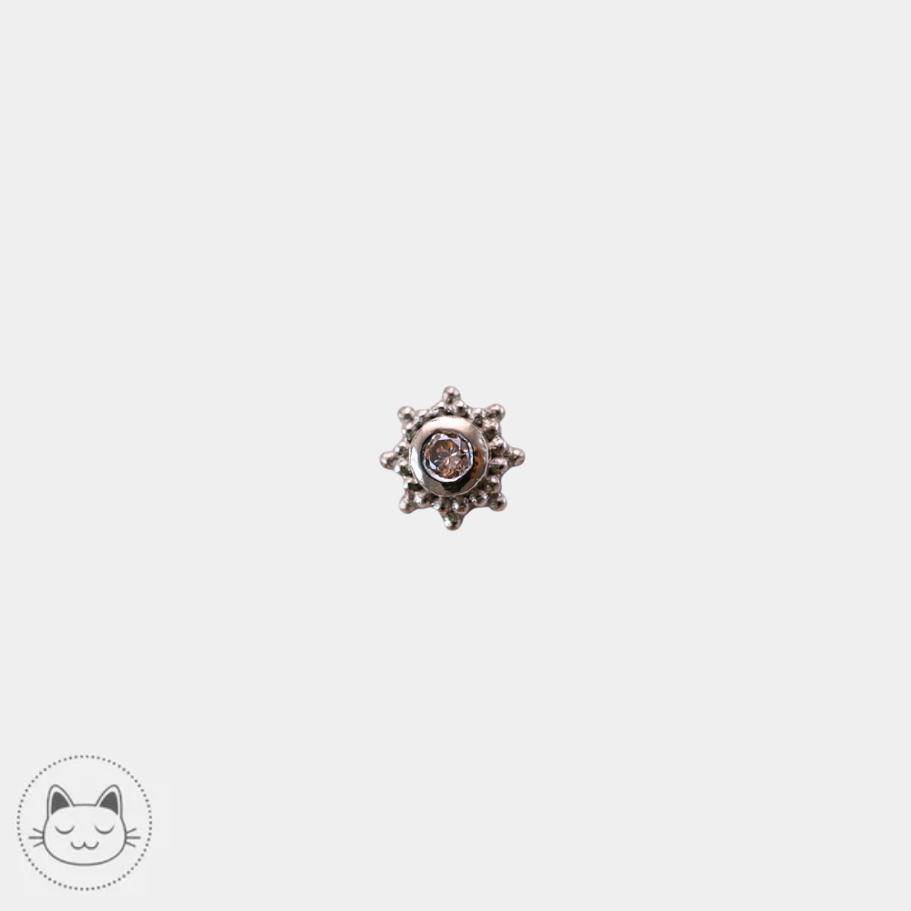 Bijou piercing or blanc 14 carats saphir pêche Naga Galileo